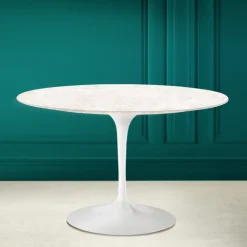 Tavolo Tulip Eero Saarinen H 73 in Ceramica Diamond Cream Made in Italy - Scarlet