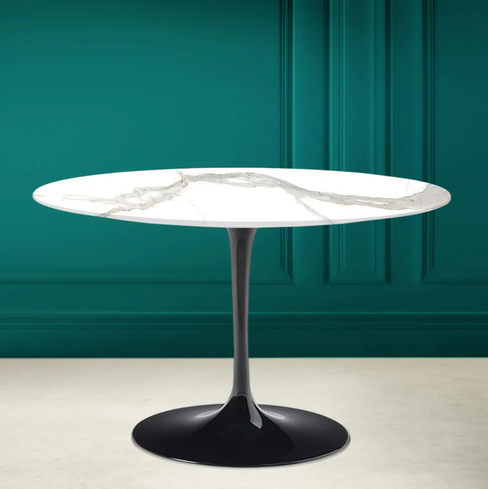 Tavolo Tulip Eero Saarinen H 73 in Calacatta Michelangelo Made in Italy - Scarlet