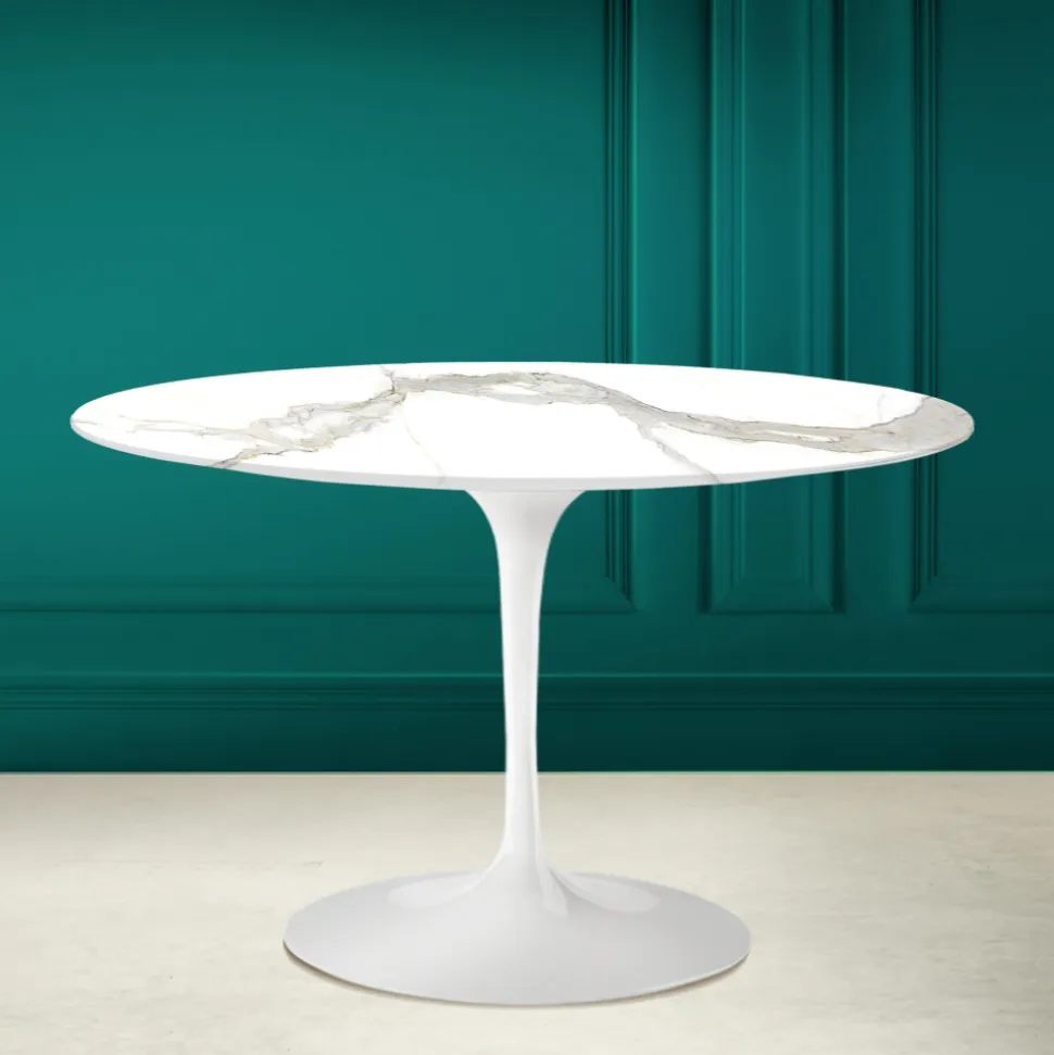 Tavolo Tulip Eero Saarinen H 73 in Calacatta Michelangelo Made in Italy - Scarlet