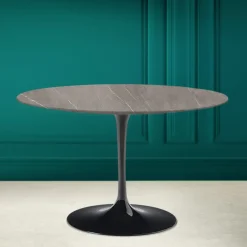 Tavolo Tulip Eero Saarinen H 73 in Ceramica Pietra Grey Made in Italy - Scarlet