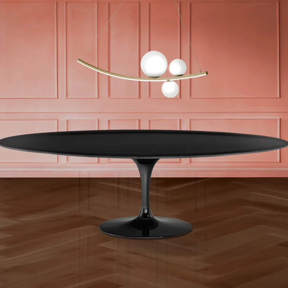 Tavolo Tulip Eero Saarinen H 74 Ovale in laminato Liquido Made in Italy - Scarlet