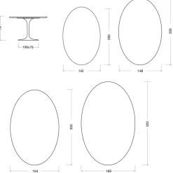 Tavolo Tulip Eero Saarinen H 74 Ovale in laminato Liquido Made in Italy - Scarlet