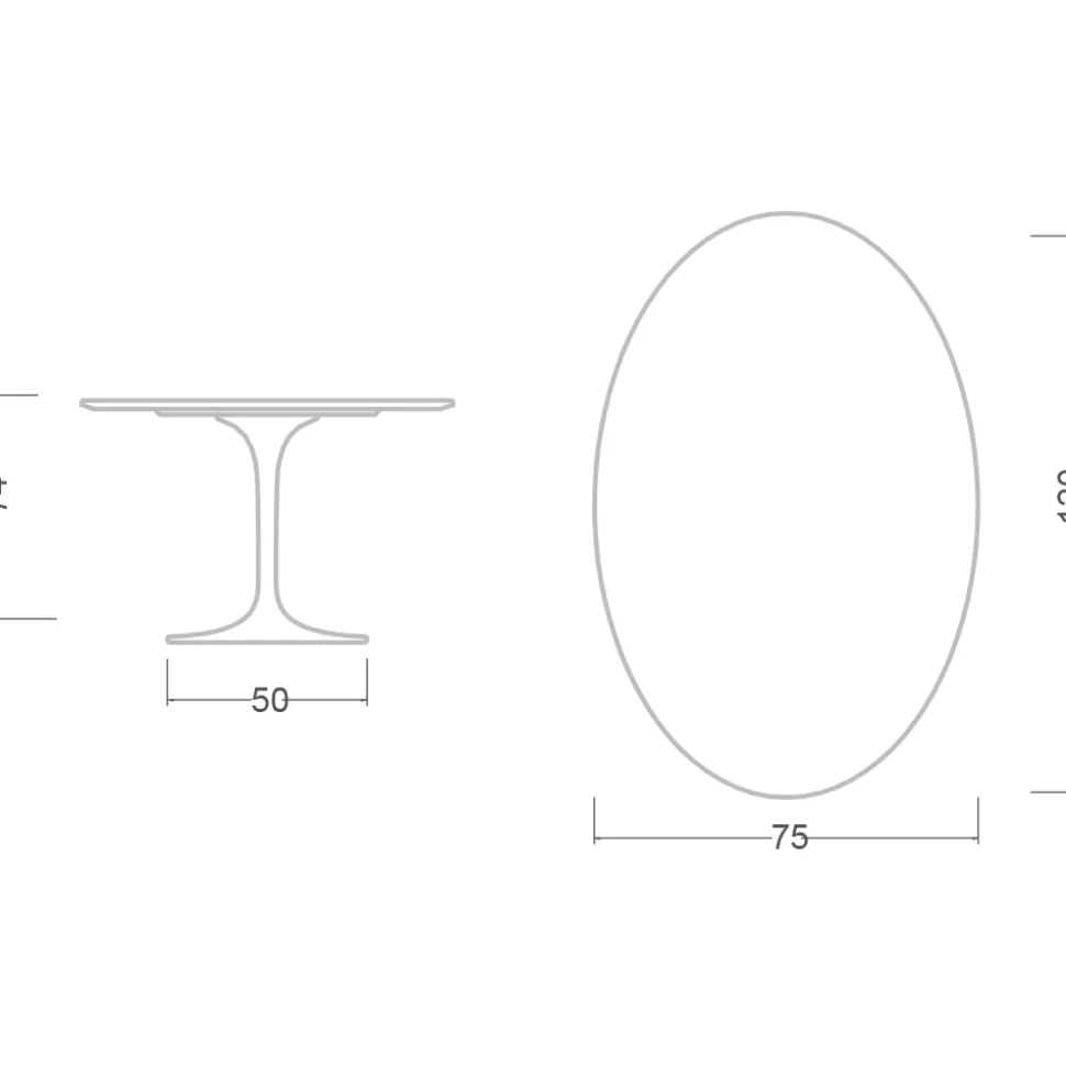 Tavolo Tulip Eero Saarinen H 74 Ovale in Ceramica Aura 22 Made in Italy - Scarlet