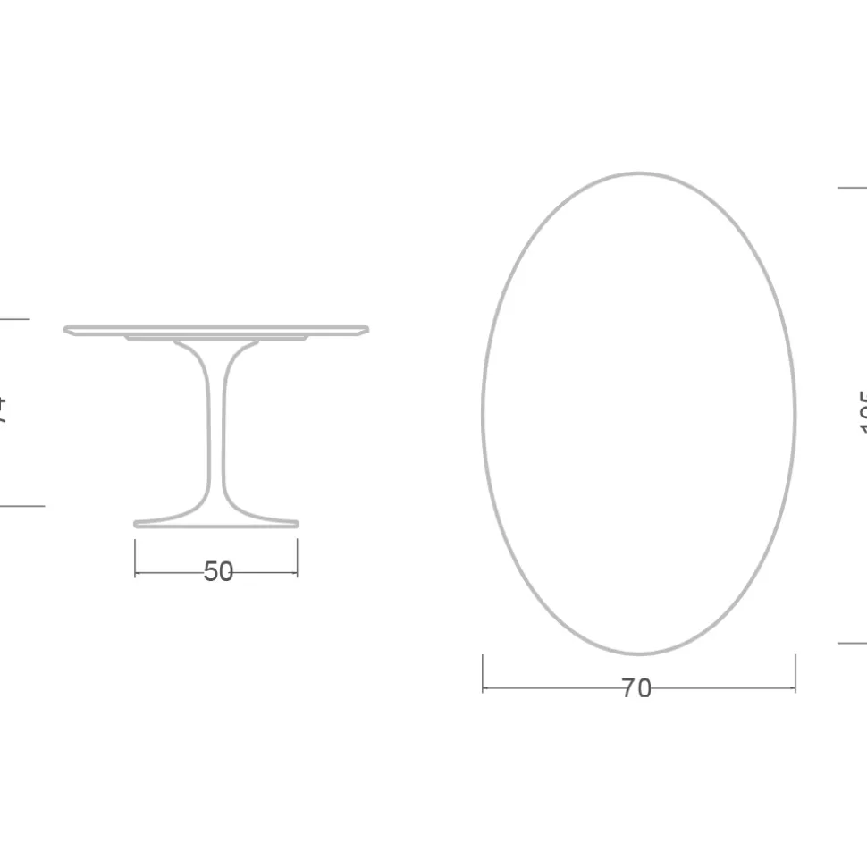 Tavolo Tulip Eero Saarinen H 74 Ovale in Ceramica Aura 22 Made in Italy - Scarlet