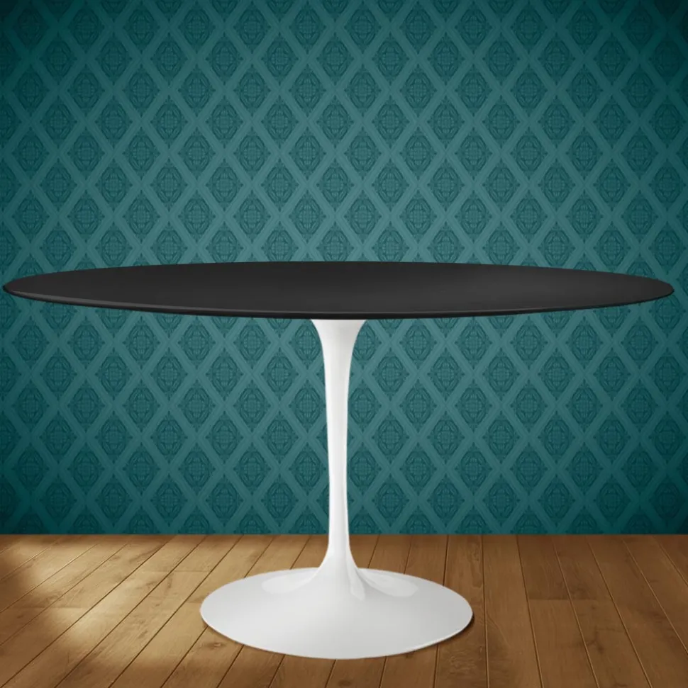 Tavolo Tulip Eero Saarinen H 74 Ovale in Ceramica Domoos Made in Italy - Scarlet