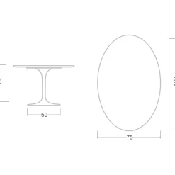 Tavolo Tulip Eero Saarinen H 74 Ovale in Ceramica Domoos Made in Italy - Scarlet