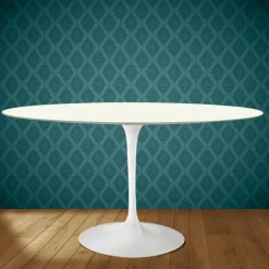 Tavolo Tulip Eero Saarinen H 74 Ovale in Ceramica Moonè Made in Italy - Scarlet