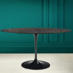 Tavolo Tulip Eero Saarinen H 74 Ovale in Ceramica Noir Desire Made in Italy - Scarlet