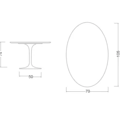 Tavolo Tulip Eero Saarinen H 74 Ovale in Ceramica Pietra Grey Made in Italy - Scarlet