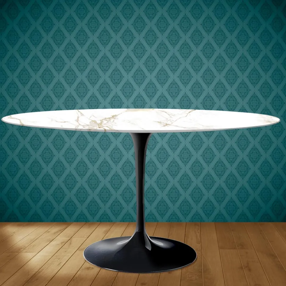 Tavolo Tulip Eero Saarinen H 74 Ovale in Ceramica Entzo Made in Italy - Scarlet