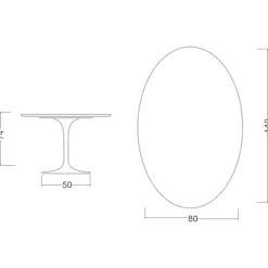 Tavolo Tulip Eero Saarinen H 74 Ovale in Laminato Liquido Bianco Made in Italy - Scarlet
