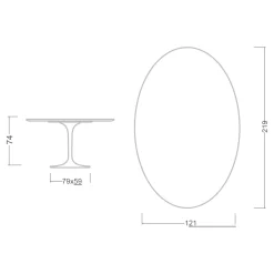 Tavolo Tulip Eero Saarinen H 74 Ovale in Laminato Liquido Bianco Made in Italy - Scarlet