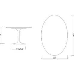 Tavolo Tulip Eero Saarinen H 74 Ovale in Laminato Liquido Bianco Made in Italy - Scarlet