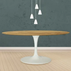 Tavolo Tulip Eero Saarinen H 74 Ovale in Rovere Naturale Made in Italy - Scarlet