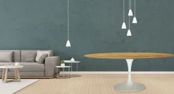 Tavolo Tulip Eero Saarinen H 74 Ovale in Rovere Naturale Made in Italy - Scarlet