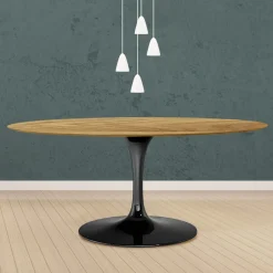 Tavolo Tulip Eero Saarinen H 74 Ovale in Rovere Naturale Made in Italy - Scarlet