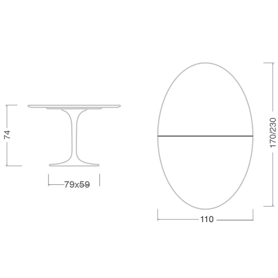 Tavolo Tulip Eero Saarinen H 74 Ovale Allungabile in Laminato Liquido Nero - Scarlet