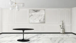 Tavolo Tulip Eero Saarinen H 74 Ovale Allungabile in Laminato Liquido Nero - Scarlet