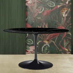 Tavolo Tulip Eero Saarinen H 74 Ovale in Marmo Nero Marquinia Made in Italy - Scarlet