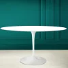 Tavolo Tulip Eero Saarinen H 74 Ovale in Ceramica Bianco Assoluto Made in Italy - Scarlet