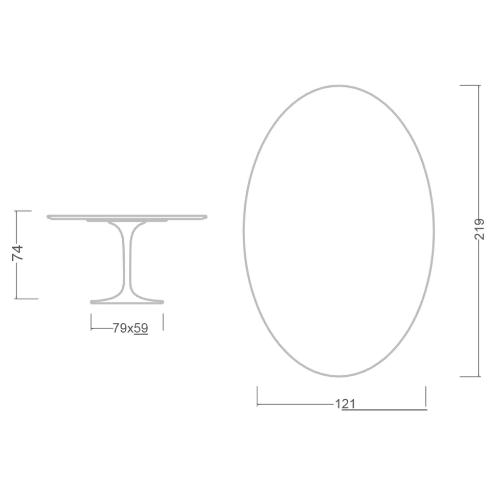 Tavolo Tulip Eero Saarinen H 74 Ovale in laminato Liquido Nero Made in Italy - Scarlet