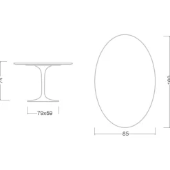 Tavolo Tulip Eero Saarinen H 74 Ovale in laminato Liquido Nero Made in Italy - Scarlet