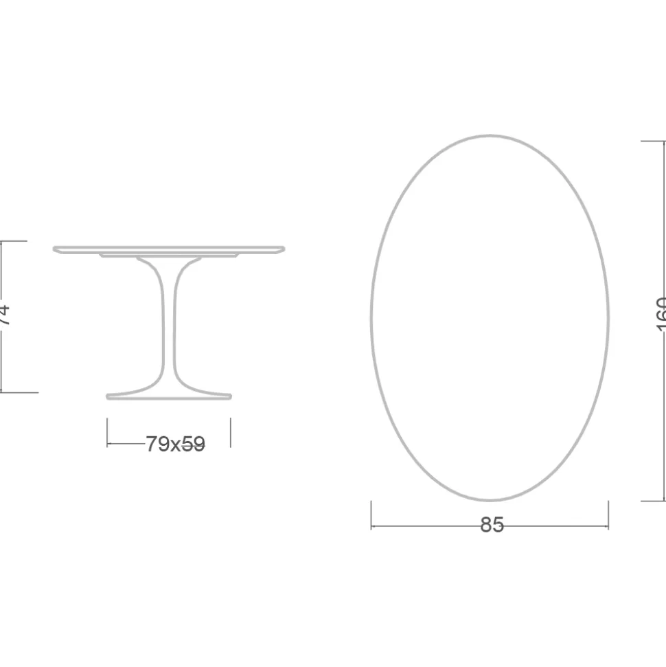 Tavolo Tulip Eero Saarinen H 74 Ovale in laminato Liquido Nero Made in Italy - Scarlet