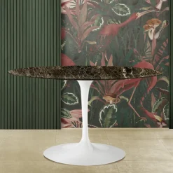 Tavolo Tulip Eero Saarinen H 74 Ovale in Marmo Emperador Dark Made in Italy - Scarlet