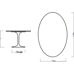 Tavolo Tulip Eero Saarinen H 74 Ovale in Rovere Tinto Nero Made in Italy - Scarlet