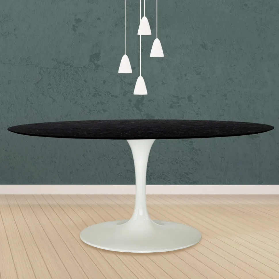 Tavolo Tulip Eero Saarinen H 74 Ovale in Rovere Tinto Nero Made in Italy - Scarlet