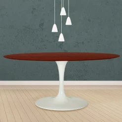 Tavolo Tulip Eero Saarinen H 74 Ovale in Rovere Tinto Palissandro Made in Italy - Scarlet