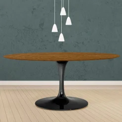 Tavolo Tulip Eero Saarinen H 74 Ovale in Rovere Tinto Noce Chiaro Made in Italy - Scarlet