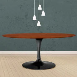 Tavolo Tulip Eero Saarinen H 74 Ovale in Rovere Tinto Ciliegio Made in Italy - Scarlet