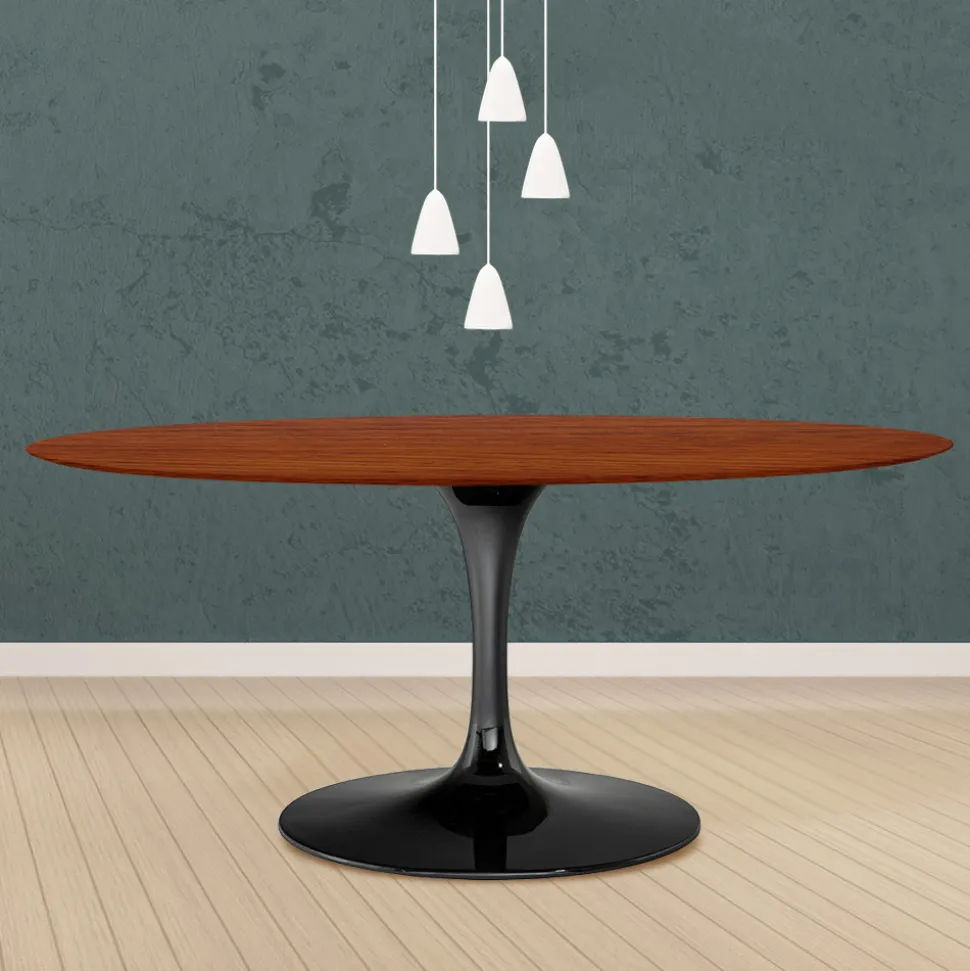 Tavolo Tulip Eero Saarinen H 74 Ovale in Rovere Tinto Ciliegio Made in Italy - Scarlet