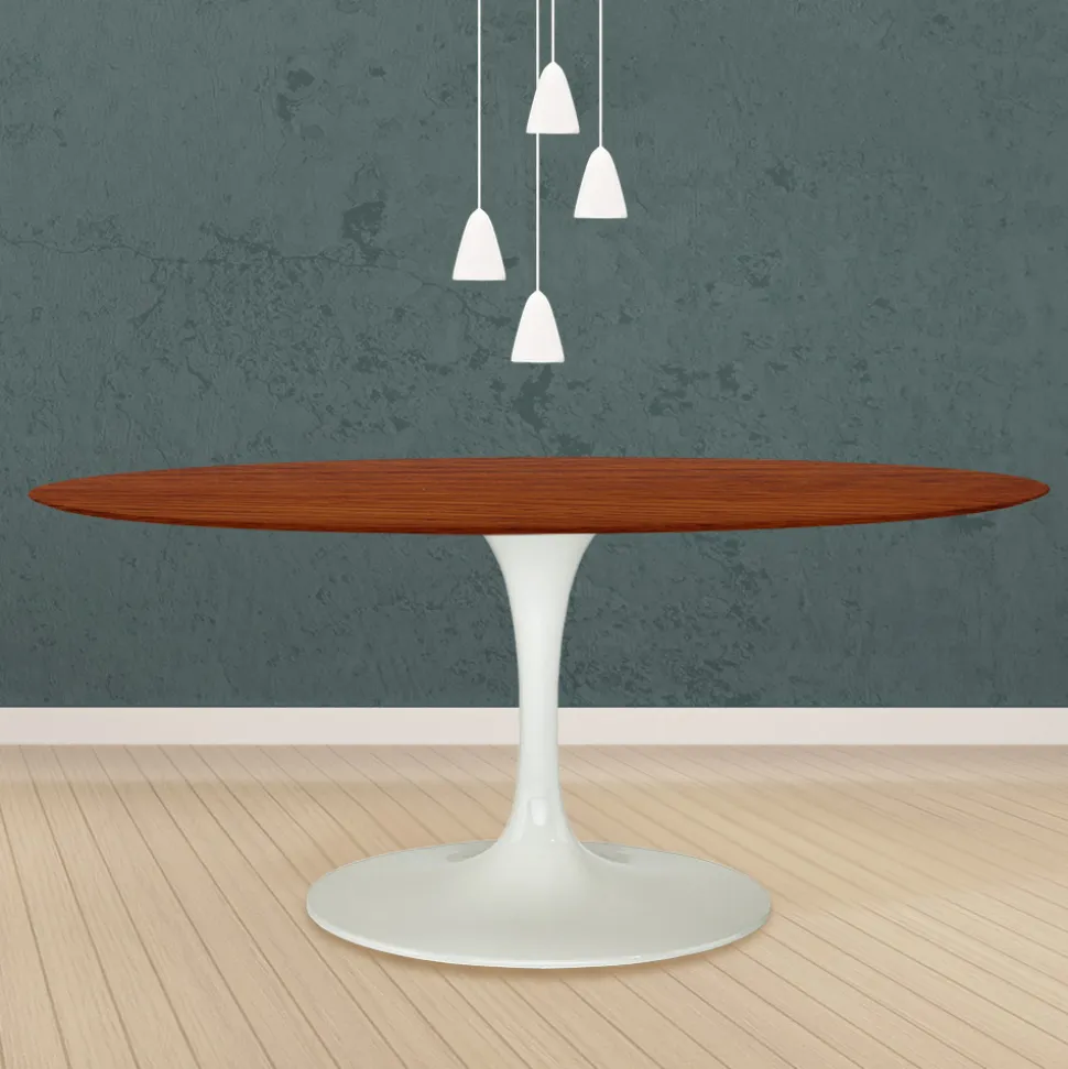 Tavolo Tulip Eero Saarinen H 74 Ovale in Rovere Tinto Ciliegio Made in Italy - Scarlet