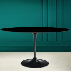 Tavolo Tulip Eero Saarinen H 74 Ovale in Ceramica Nero Assoluto Made in Italy - Scarlet
