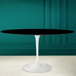 Tavolo Tulip Eero Saarinen H 74 Ovale in Ceramica Nero Assoluto Made in Italy - Scarlet