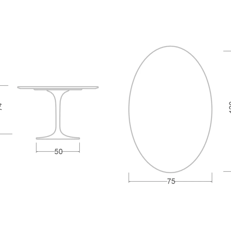 Tavolo Tulip Eero Saarinen H 74 Ovale in Ceramica Rem Made in Italy - Scarlet