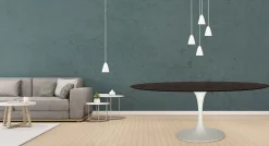 Tavolo Tulip Eero Saarinen H 74 Ovale in Rovere Tinto Moka Made in Italy - Scarlet