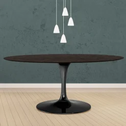 Tavolo Tulip Eero Saarinen H 74 Ovale in Rovere Tinto Moka Made in Italy - Scarlet