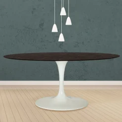 Tavolo Tulip Eero Saarinen H 74 Ovale in Rovere Tinto Moka Made in Italy - Scarlet
