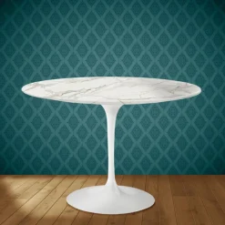 Tavolo Tulip Eero Saarinen H 74 Rotondo in Ceramica Lucid Made in Italy - Scarlet