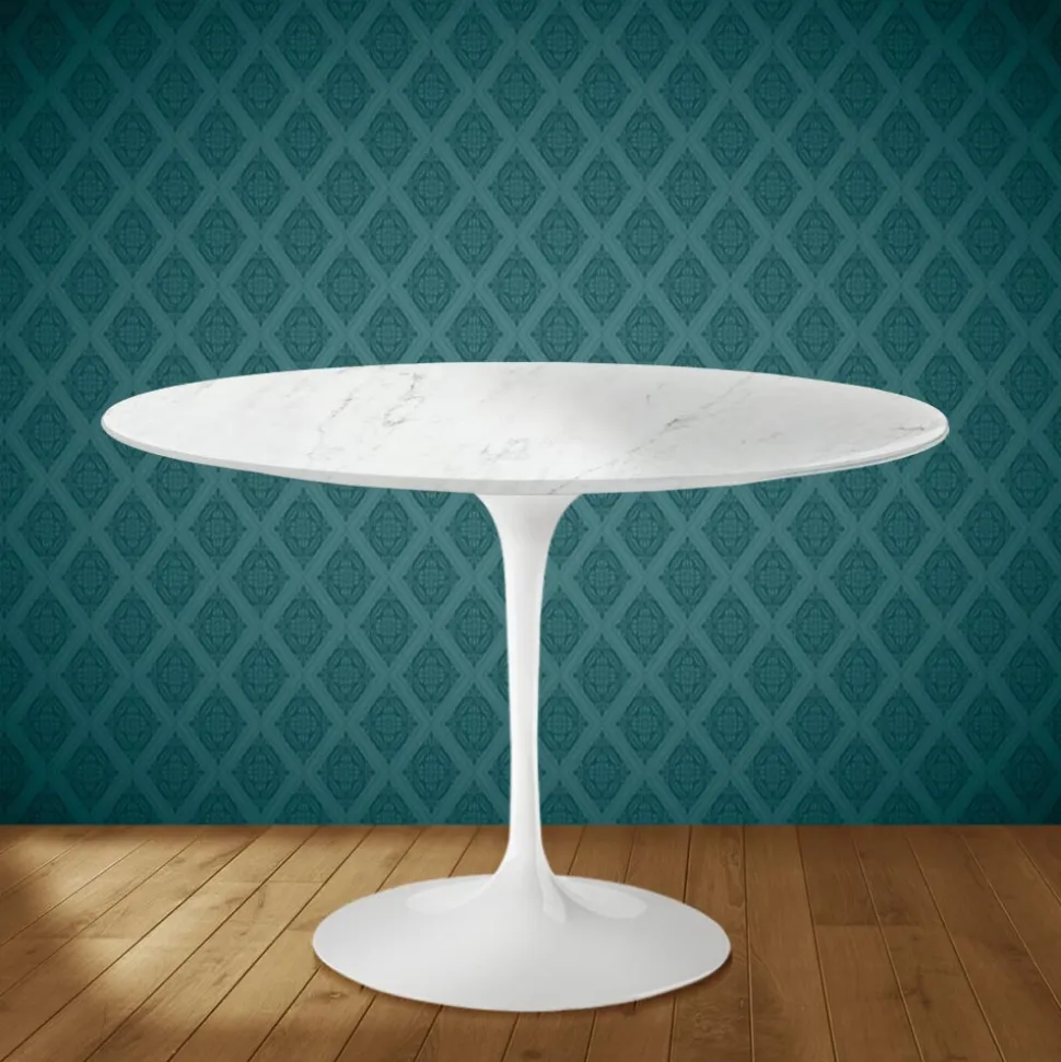 Tavolo Tulip Eero Saarinen H 74 Rotondo in Ceramica Salina Made in Italy - Scarlet