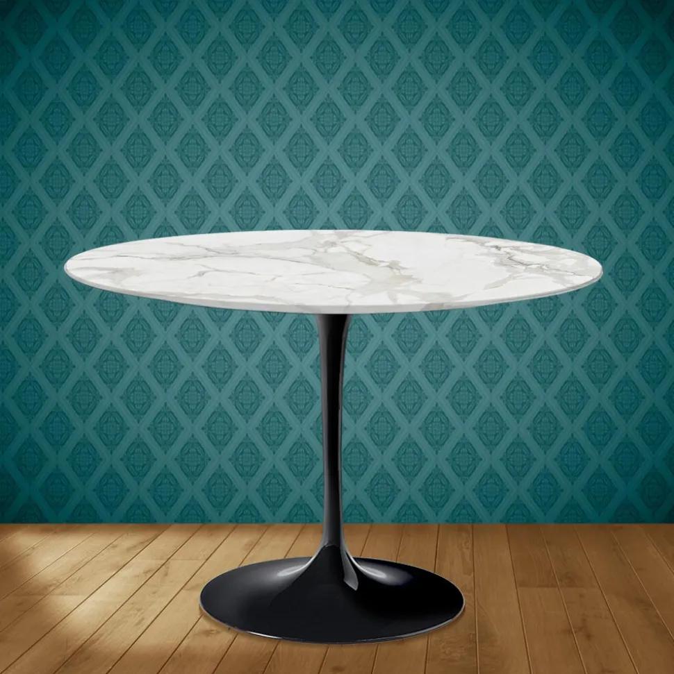 Tavolo Tulip Eero Saarinen H 74 Rotondo in Ceramica Morpheus Made in Italy - Scarlet