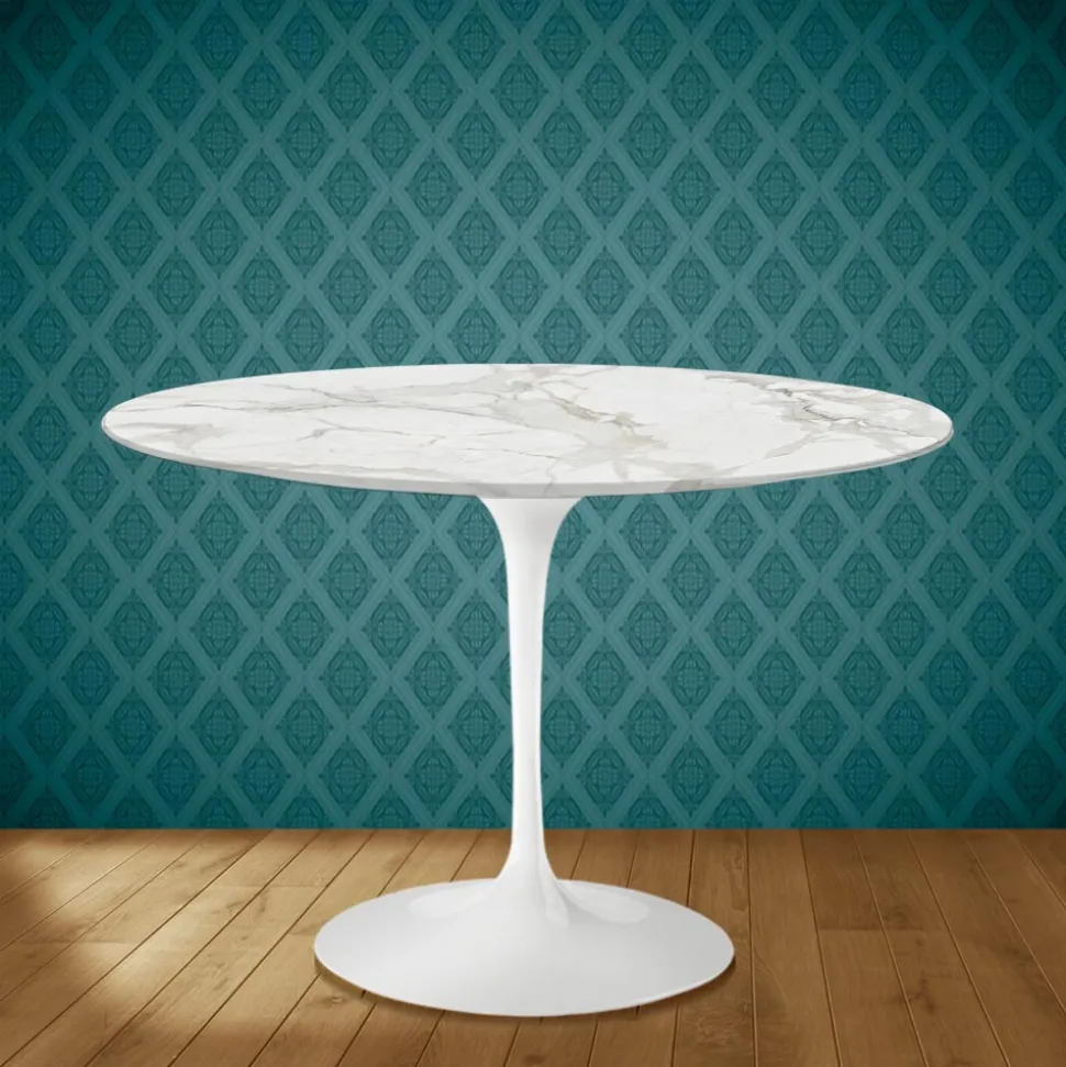 Tavolo Tulip Eero Saarinen H 74 Rotondo in Ceramica Morpheus Made in Italy - Scarlet