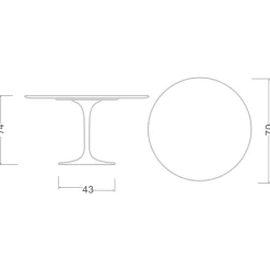 Tavolo Tulip Eero Saarinen H 74 Rotondo con Piano in Marmo di Carrara Made in Italy - Scarlet