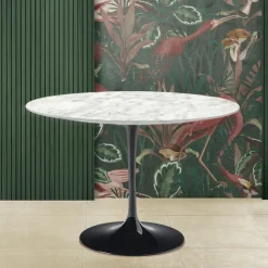 Tavolo Tulip Eero Saarinen H 74 Rotondo con Piano in Marmo di Carrara Made in Italy - Scarlet
