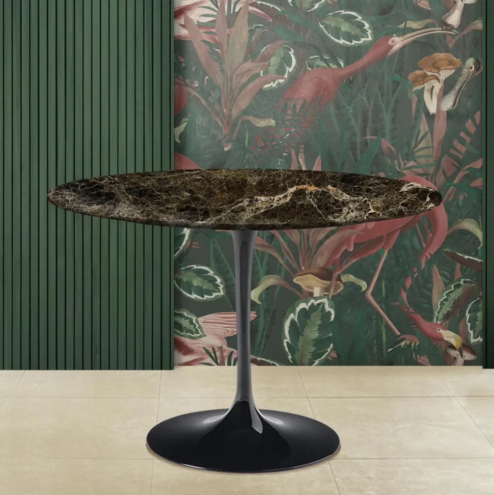 Tavolo Tulip Eero Saarinen H 74 Rotondo in Marmo Emperador Dark Made in Italy - Scarlet