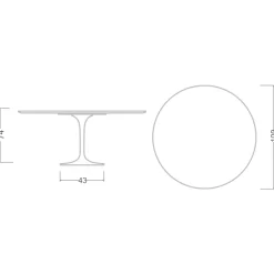 Tavolo Tulip Eero Saarinen H 74 Rotondo in Laminato Liquido Bianco Made in Italy - Scarlet