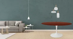 Tavolo Tulip Eero Saarinen H 74 Rotondo in Rovere Tinto Palissandro Made in Italy - Scarlet